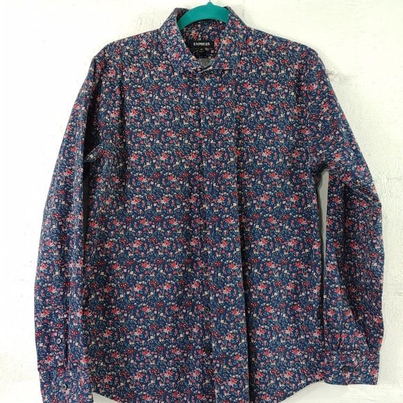 EXPRESS MENS FLORAL BUTTON SHIRT - Picture 2 of 10